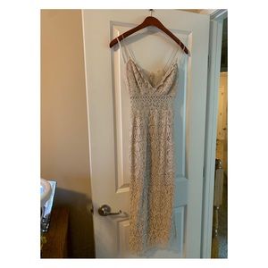 ASOS Tall Eyelet Midi Dress in Taupe